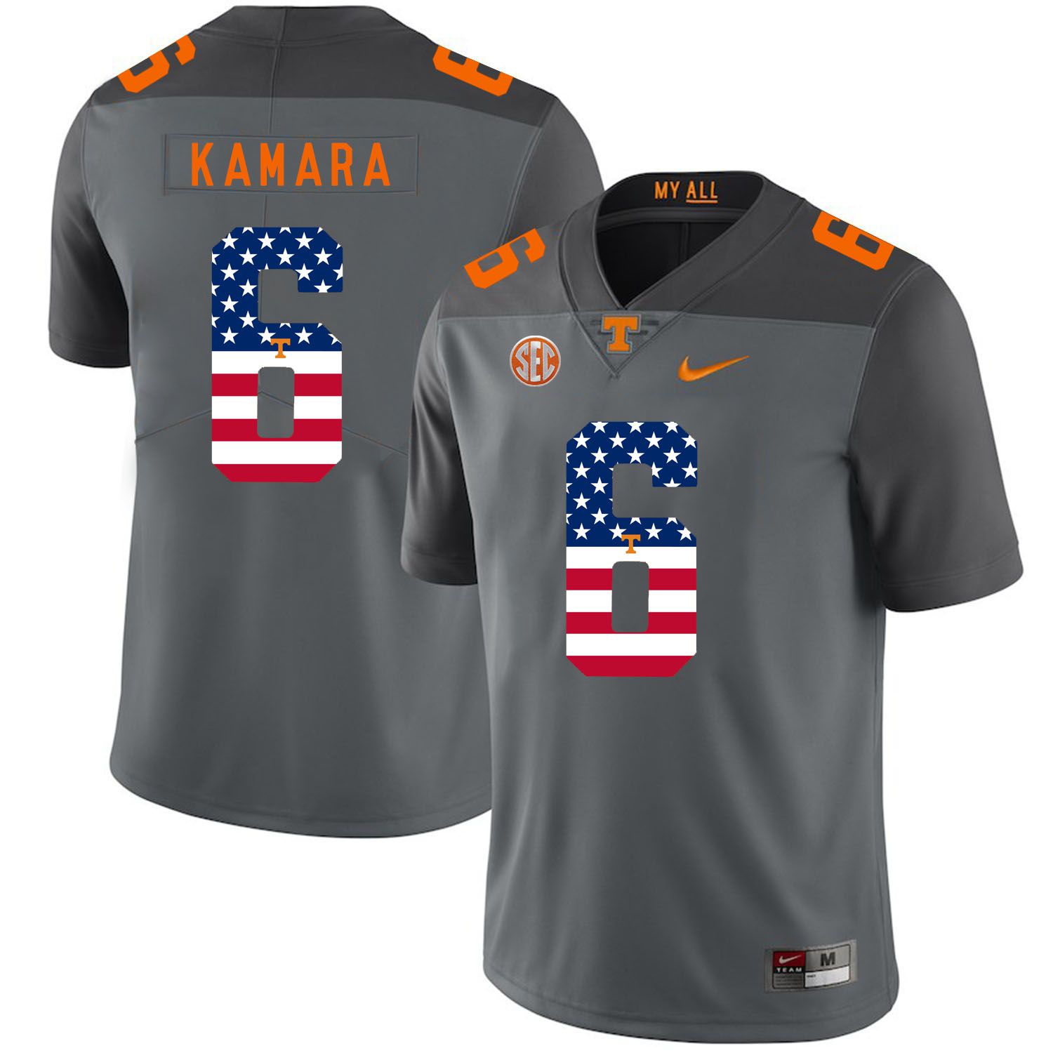 Men Tennessee Volunteers #6 Kamara Grey Flag Customized NCAA Jerseys